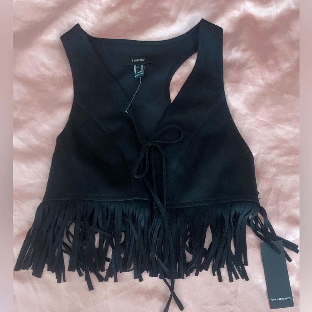 Forever 21 XS, Black, Fringe, Cowgirl, Vest